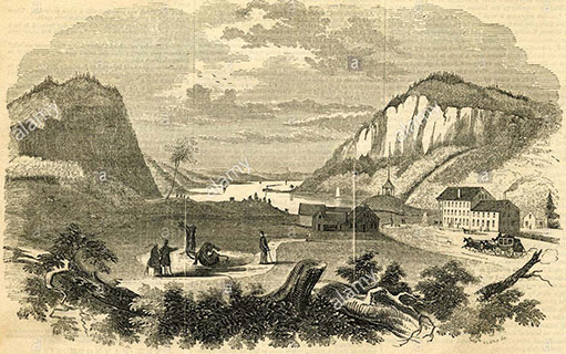 antique-1854-engraving-willoughby-lake-house-westmore-vermont-usa-E73HT7