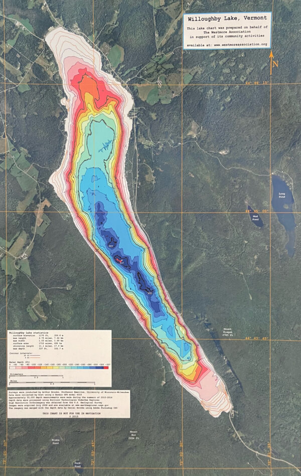 Colored Lake Willoughby Depth Chart
